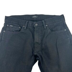 Polo Ralph Lauren Mens Black Stretch Denim Jeans 33x34 Slim Fit Straight Leg